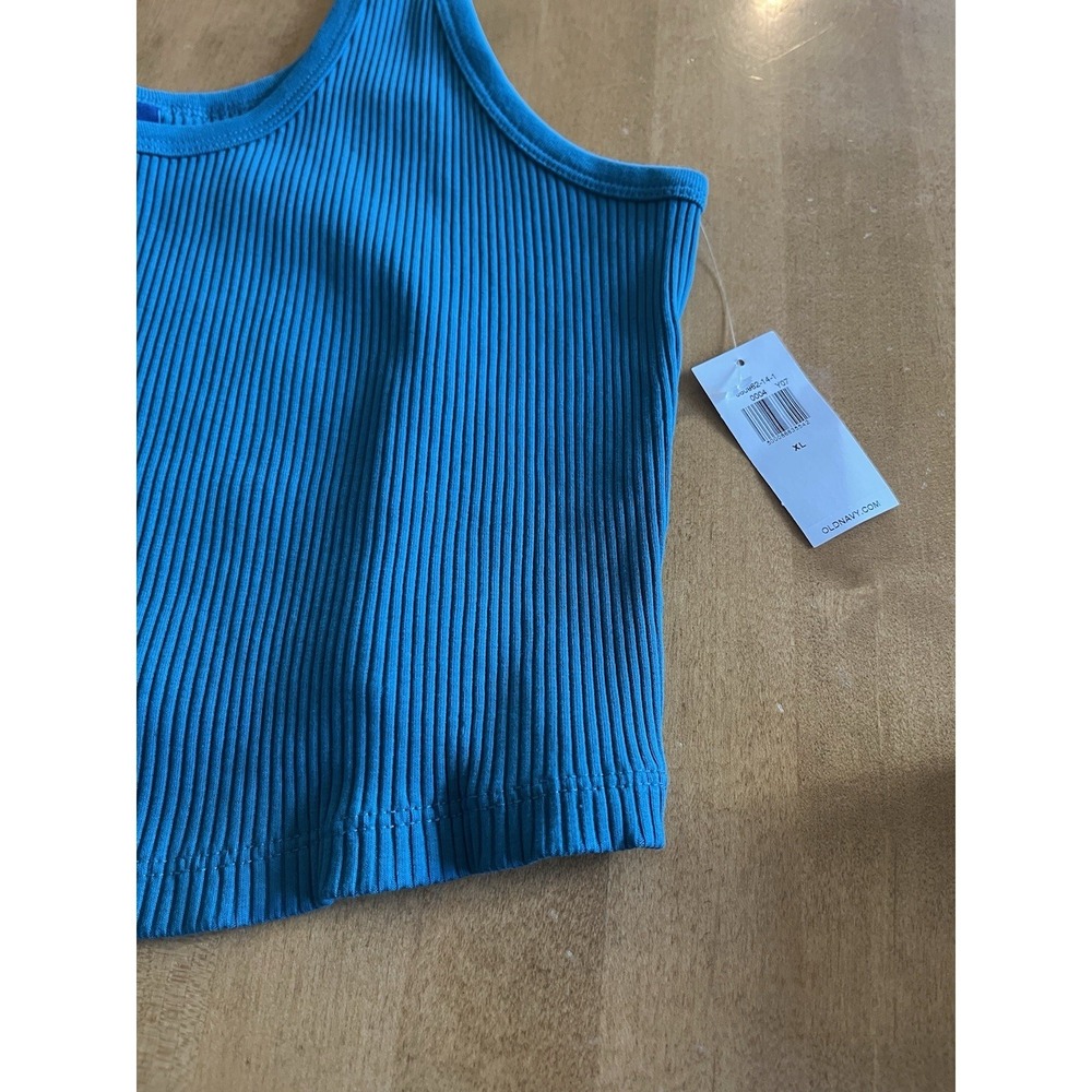 Old Navy Women's Ribbed Knit Crop Tank Tops Sz XL Teal Blue NEW Summer - Picture 2 of 7